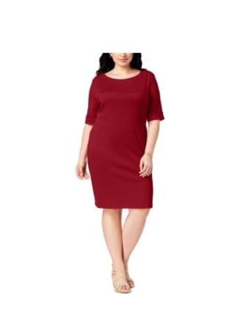 Karen Scott burgundy cuff sleeve dress size 0x. New with tags.
